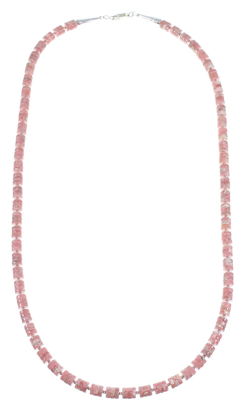 Rhodochrosite Navajo Indian Sterling Silver Bead Necklace WX59815